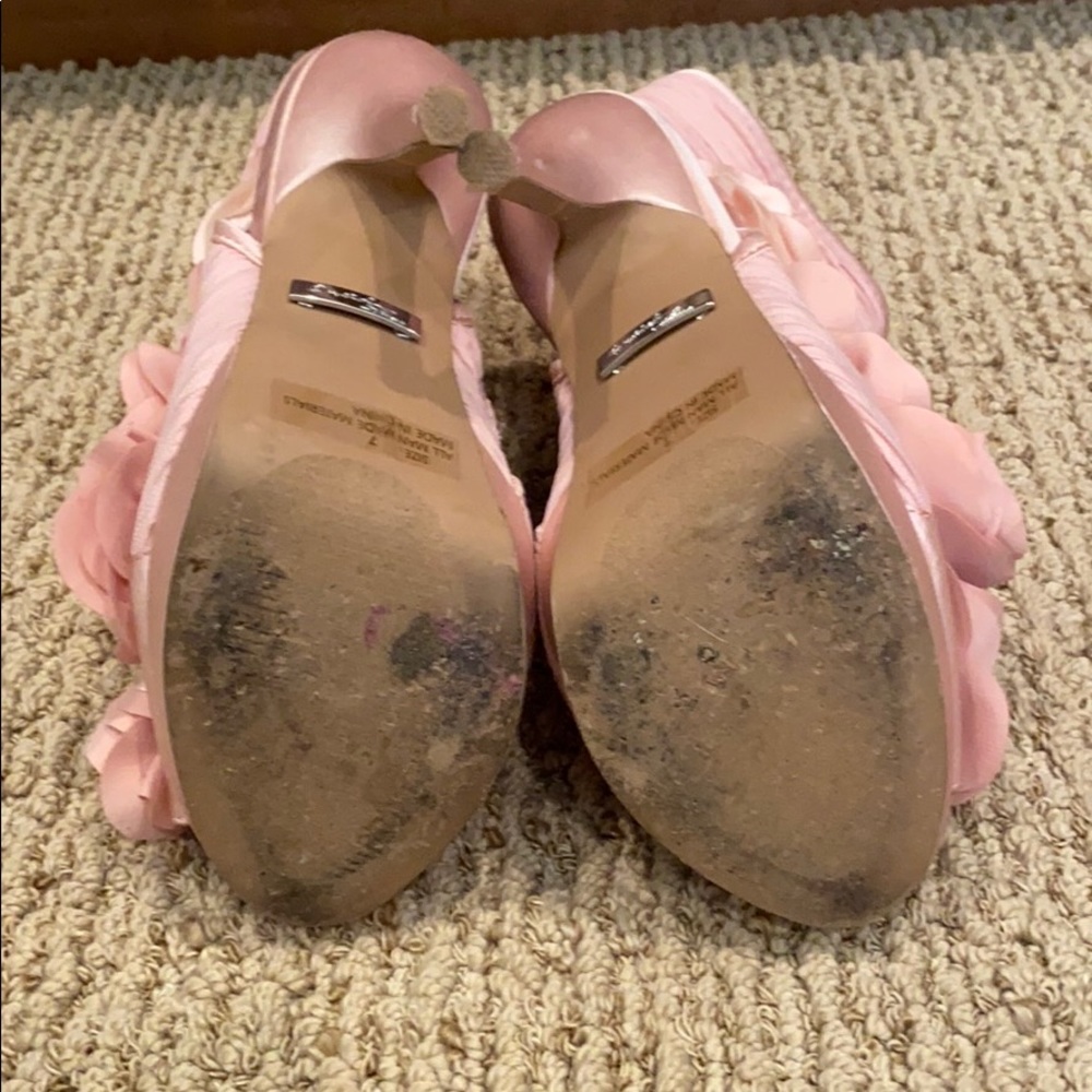 Pink satin floral heels! - Picture 6 of 6